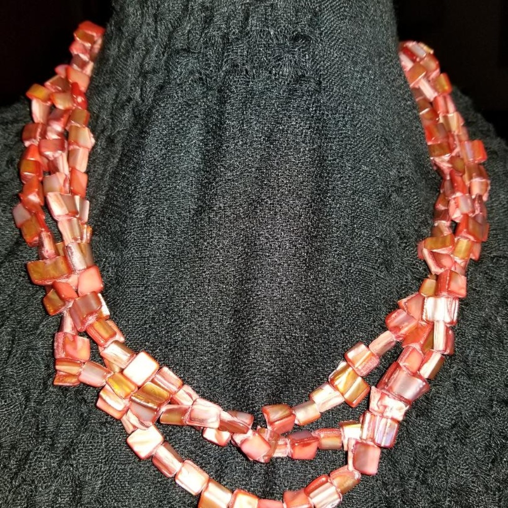 Vintage Red Burgundy Bead Necklace